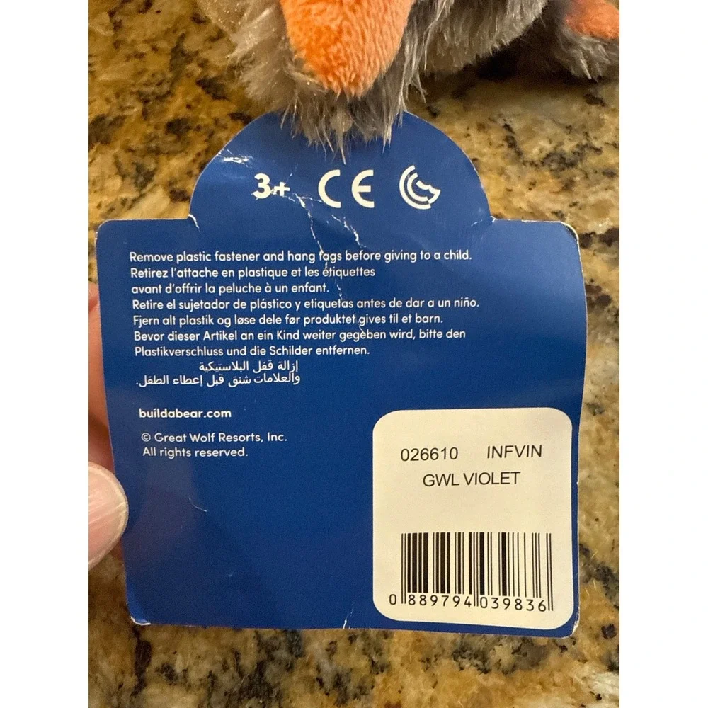 Build-A-Bear Great Wolf Lodge Exclusive Violet the‎ Wolf Plush Gray Orange New